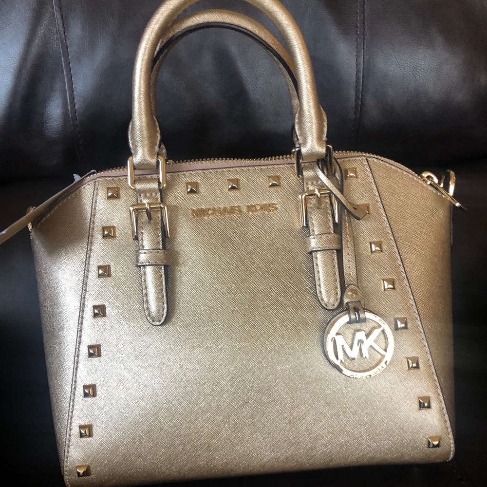 NWT Michael Kors Ciara Gold Studded Bag